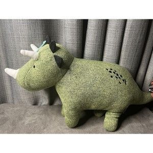 Pillowfort Dinosaur Green Triceratops Plush Throw Pillow Stuffed Animal Toy 21”